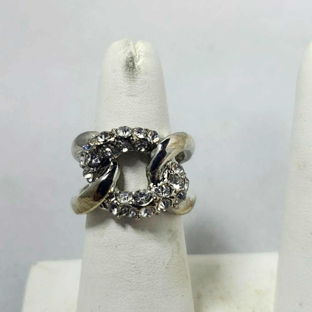 Isaac Mizrahi silver with rhinestones ring